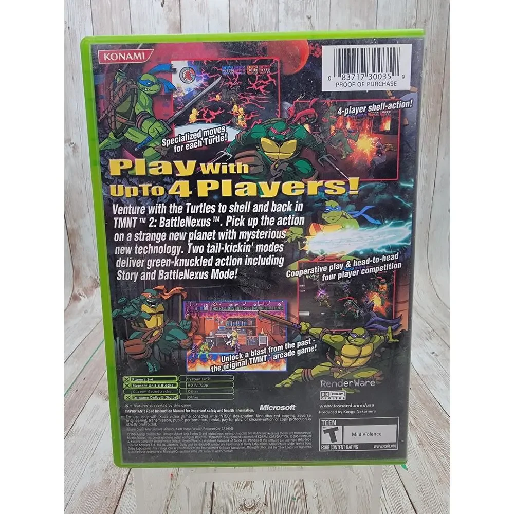 Teenage Mutant Ninja Turtles 2: BattleNexus Microsoft Xbox, 2004 Complete